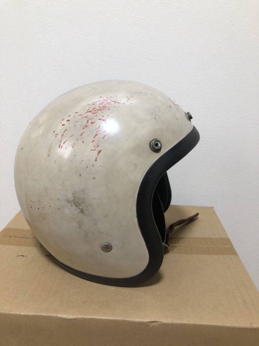 銀ベル　500tx 当時物　リペア済Mシェル60〜61センチ 当時物 60s BELL 500TX ジェットヘルメット Mシェル 目深加工リペア