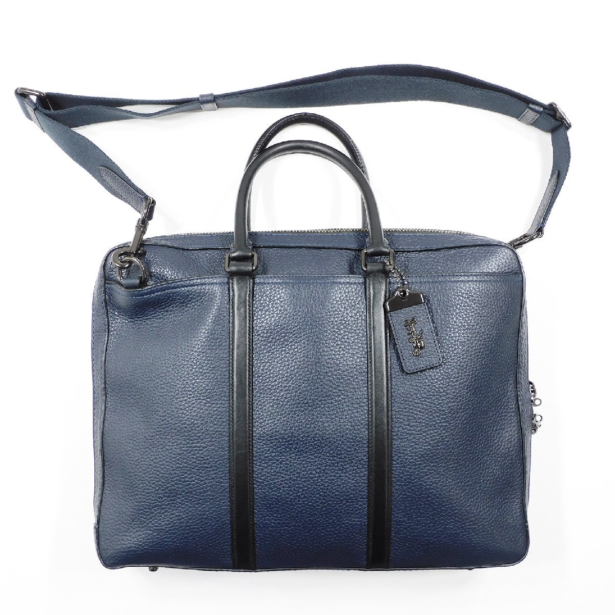美品 COACH コーチ メトロポリタン スリムブリーフ ネイビー #11081 きれいめ カジュアル レザーバッグ