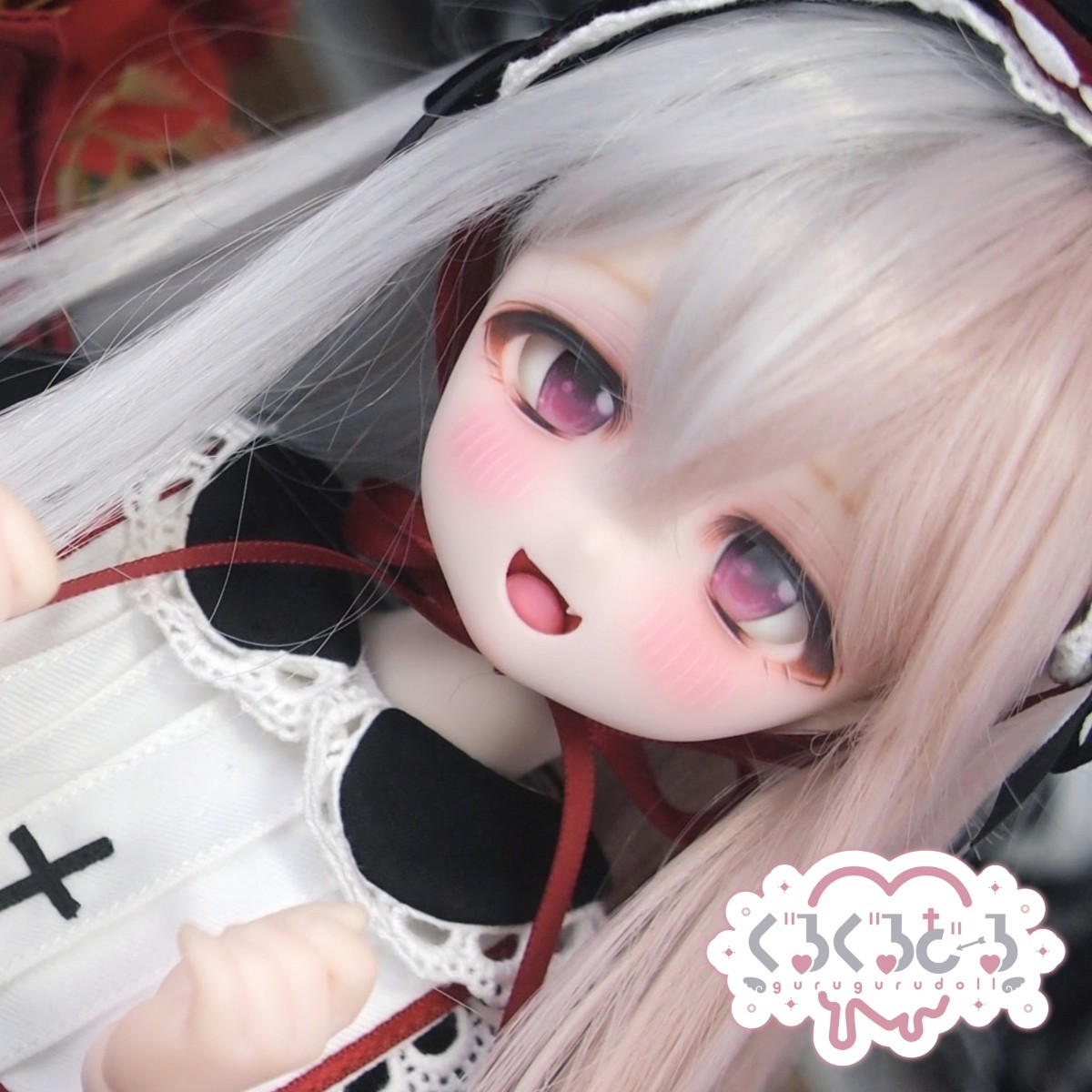【ぐるぐる】DDH-27 SW肌 ドルフィードリーム MDD Dollfie Dream カスタムヘッド + 碁石アイ2種 + 舌パーツ パテ盛り ※難あり