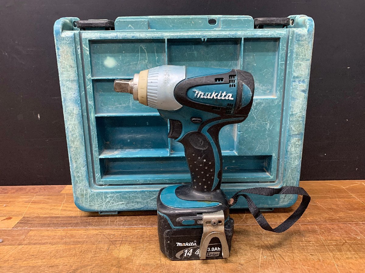 ★中古★マキタ makita 充電式インパクトレンチ TW152D 本体 バッテリーBL1430/ケース付 DC14.4V ネジ締め/緩め 電動工具)倉b