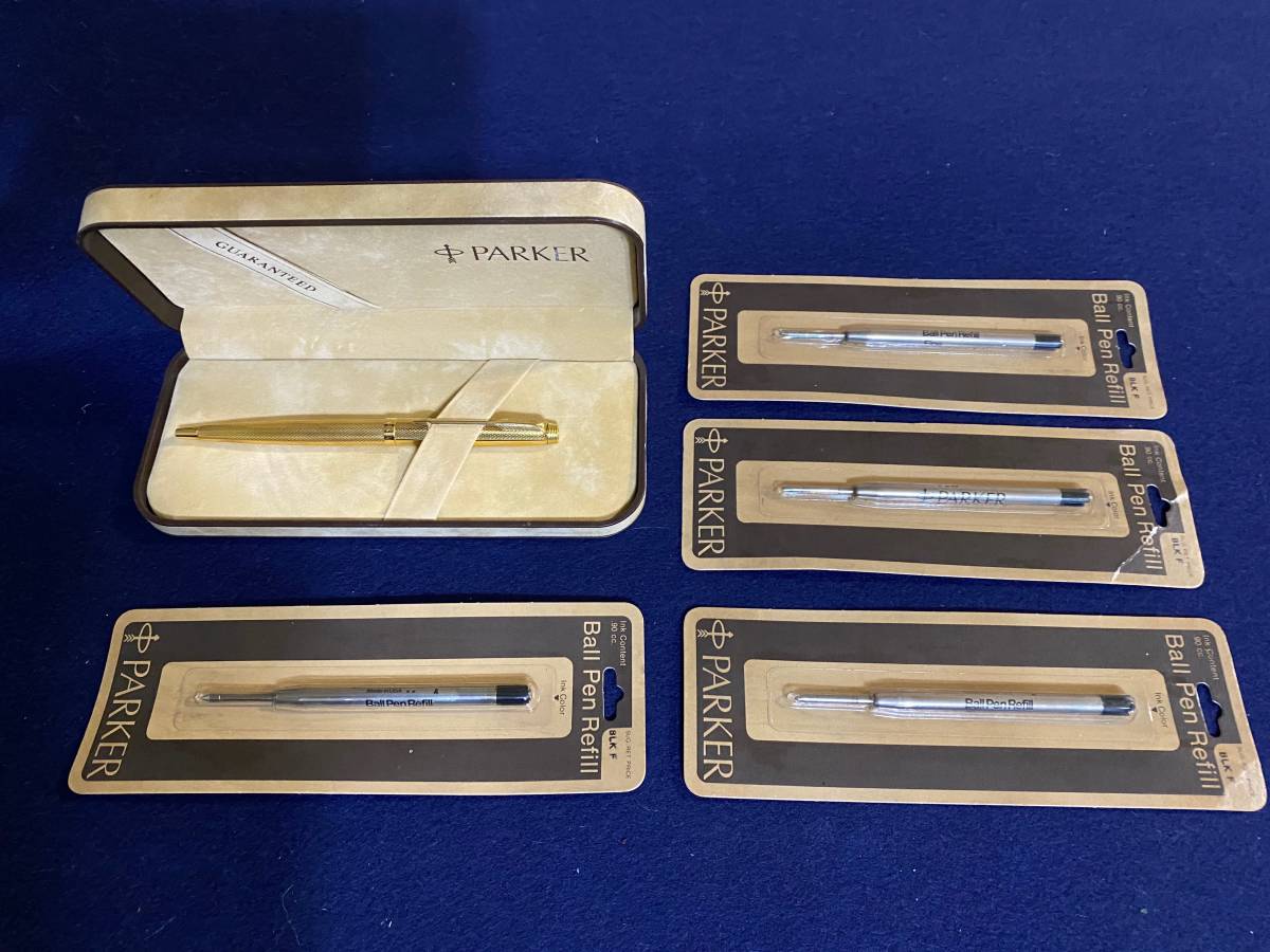 1円〜 PARKER パーカー GUARANTEED ボールペン 替え芯付き (BLK F) 4本 現状品