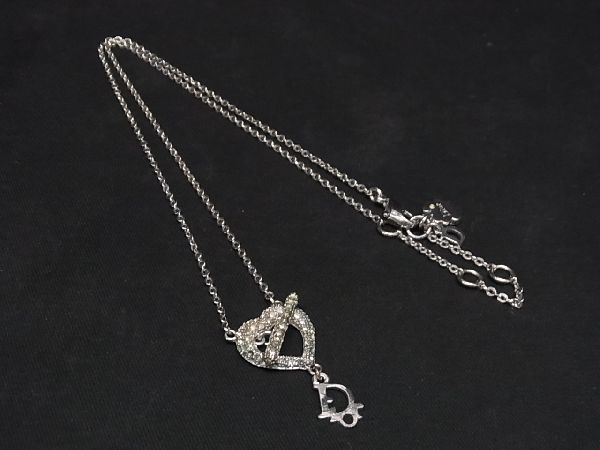 極美品✨Dior ネックレス イヤリング 3点セット ラインストーン ハート 1円 ChristianDior ディオール ラインストーン ハート ネックレス