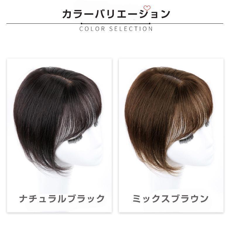 人毛100% 部分ウィッグ ヘアピース 頭頂部 ミックスブラウン【20cm 