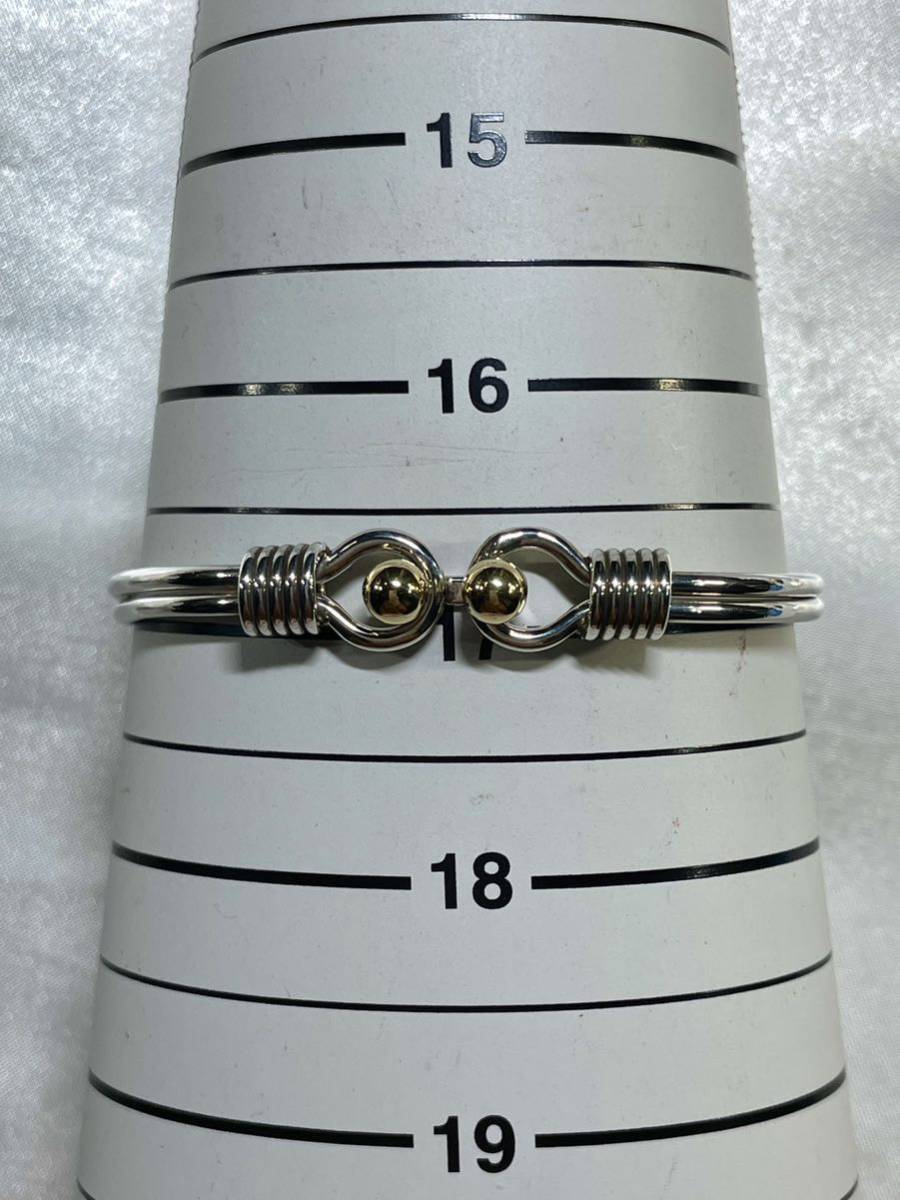 11-8☆Tiffanyフック＆アイ バングル コンビ シルバー SV925 18金