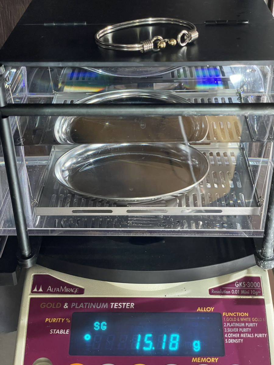 11-8☆Tiffanyフック＆アイ バングル コンビ シルバー SV925 18金