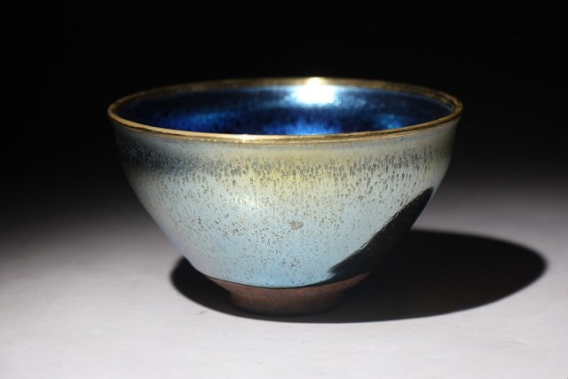 茶碗□茶釉 古い天目茶碗 直し有 お茶道具 古美術 時代物 骨董品