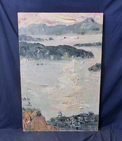 岡崎勇次 - メルカリ 風景画「いんのしま（因島）」 光風会会員 油絵 0