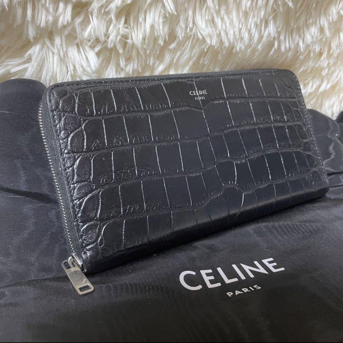 1円【極美品】CELINE セリーヌ クロコダイル ラウンドファスナー 1円【極美品】CELINE セリーヌ クロコダイル ラウンドファスナー