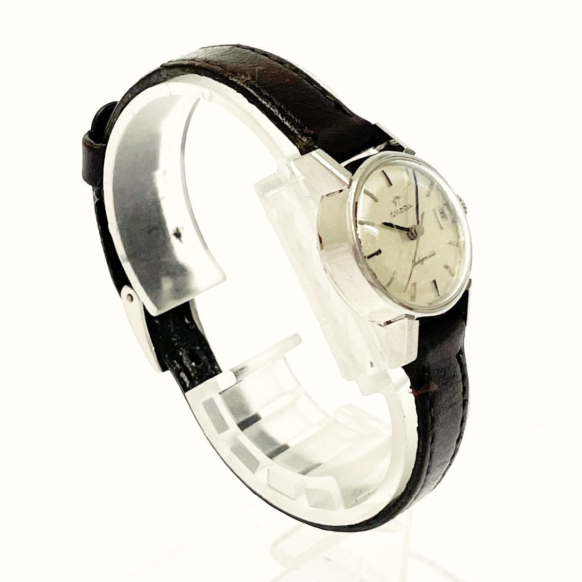 1円スタート】【訳あり品】OMEGA オメガ レディマティック SS×革ベルト