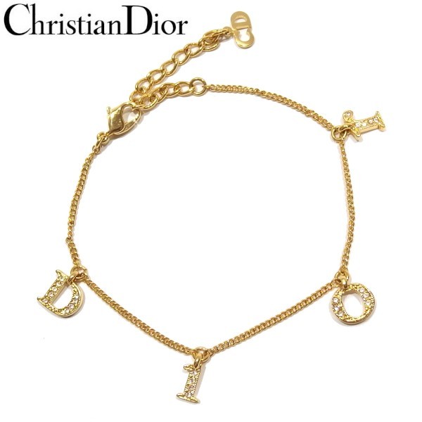 美品☆Dior ロゴ ストーン ゴールド ブレスレット ディオール