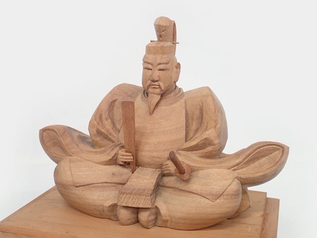 井波彫刻 木彫り 天神様 雷神 菅原道真公 茂利芳樹 謹刻 謹刀 骨董品