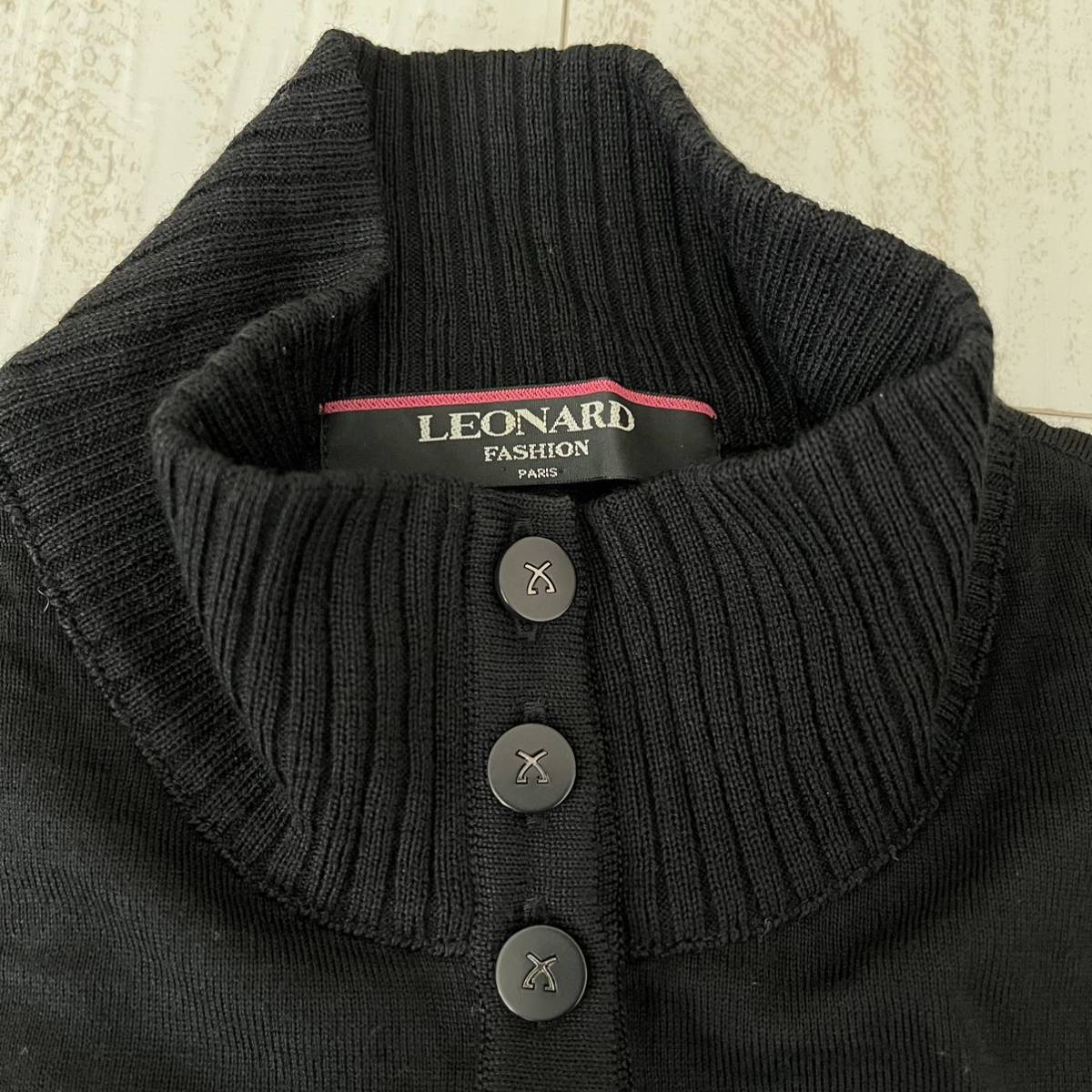 LL 美品 LEONARD レオナール ニット アンサンブル 2枚セット 花柄 長袖