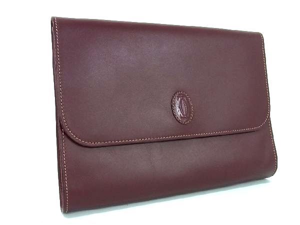 カルティエ マストライン　マスタード　 クラッチバッグ 　 レザー 2way 1円 □美品□ Cartier カルティエ マストライン レザー クラッチバッグ
