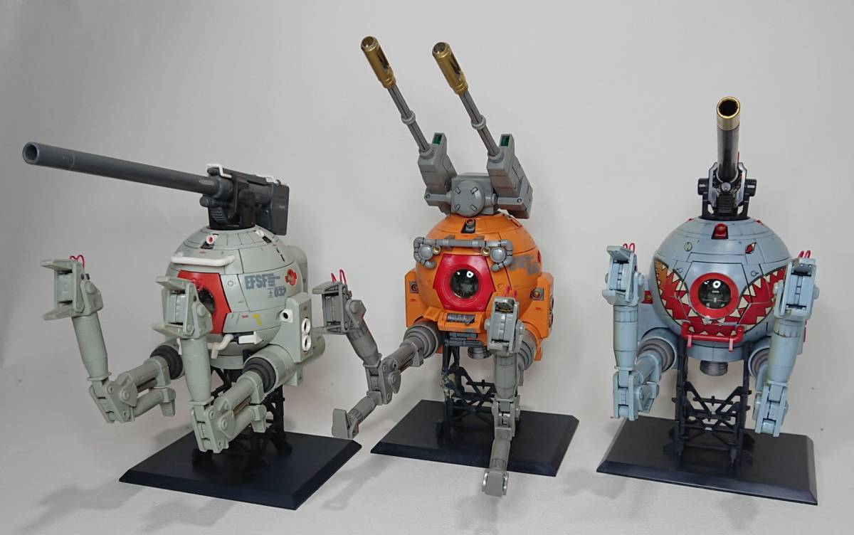 MG　1/100　ボールVer.ka、ボール(第08MS小隊版)、ボール(シャークマウス仕様)　３体セット　素組、墨入　完成品　