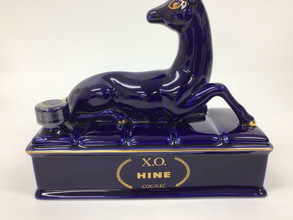 未開封 X.O HINE COGNAC 陶器 鹿ボトル リモージュ ブルー 49ハイン XO鹿青陶器【重量番号:2】 HINE 陶器 リモージュ 40% 重量番号:2(
