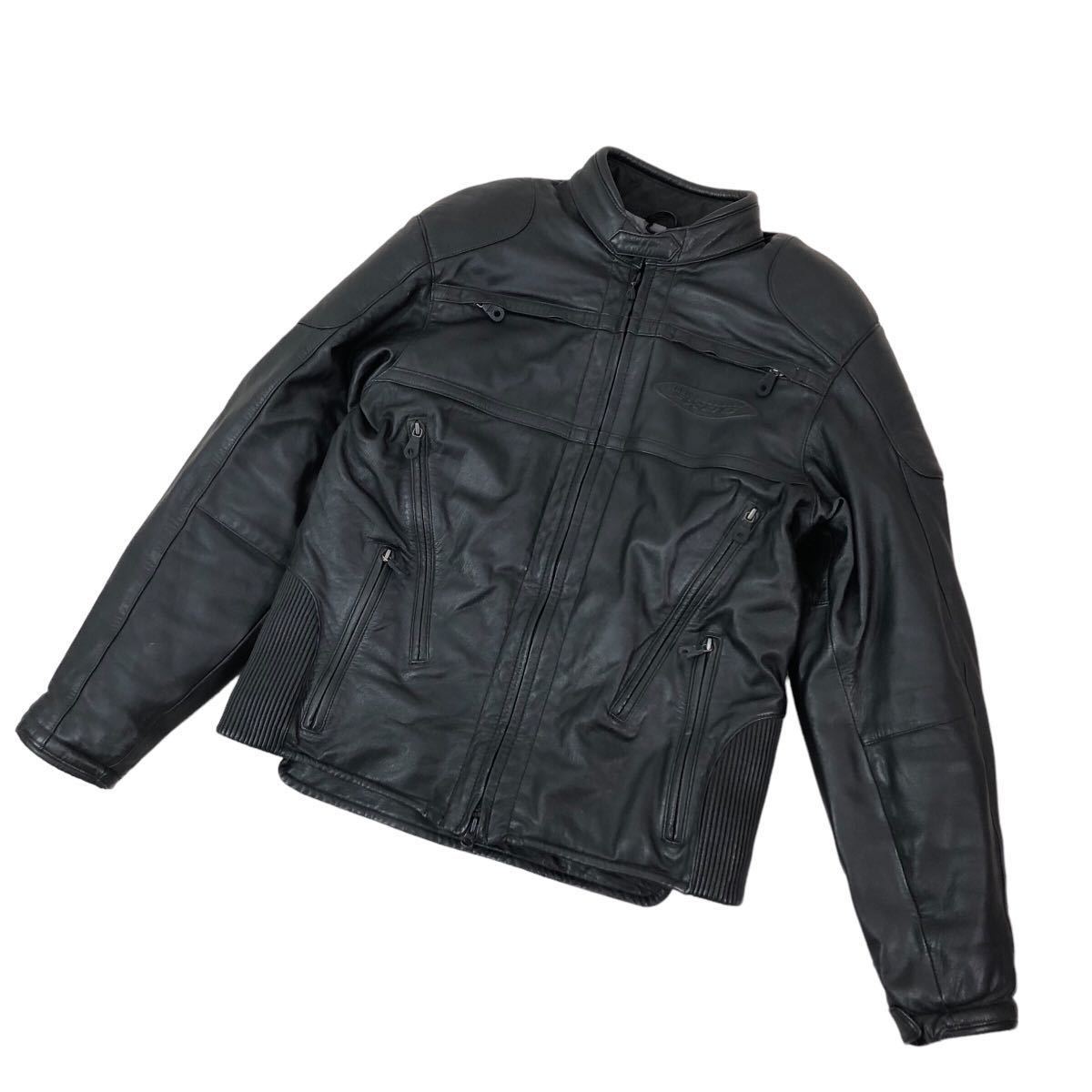 ※H672-2 本革 HARLEY DAVIDSON FXRG ハーレーダビッドソン レザー ライダース ジャケット ライナー プロテクター 付き 黒 メンズ M