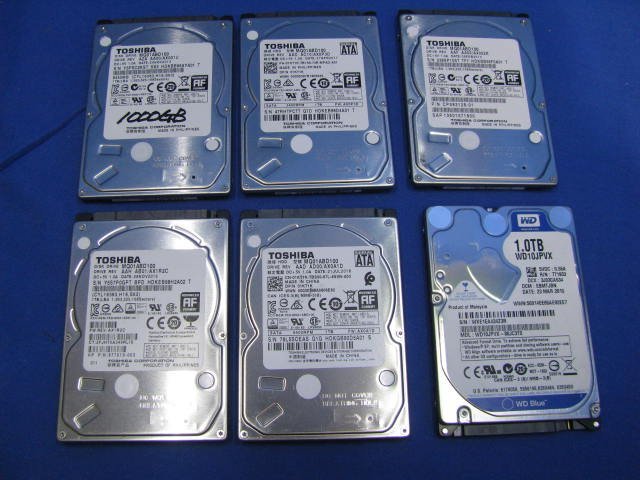 Toshiba 2TB G1323/2.5インチHDD 6個/TOSHIBA，WD 1TB HDD 7.2K RPM 3.5