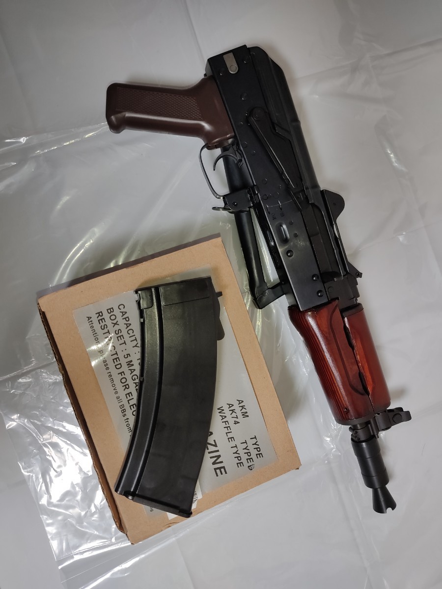 未使用品 E&L AKS74U AEG 電動ガン MAG 製 ノーマル マガジン ブラック 5本 セット エアガン ak47 ak74 aks74u ak12 bizon