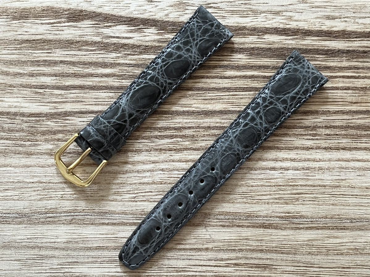 即決!送料無料!フランス直輸入 クロコ時計ベルト 18mm ネイビー リアル