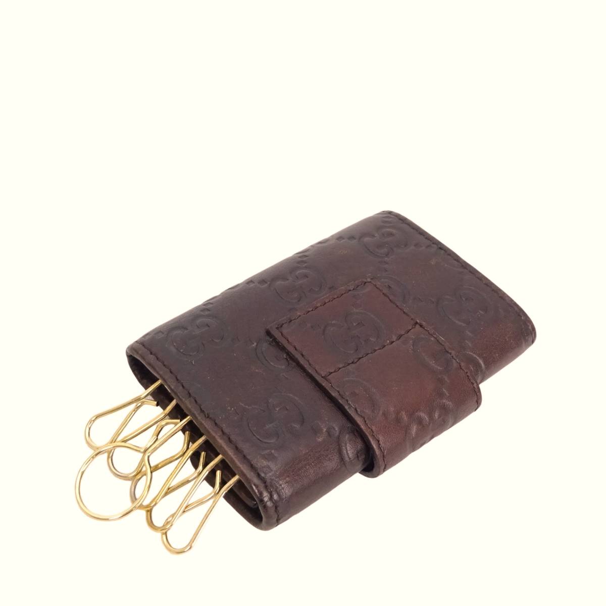 GUCCI シマ　ラブリーハート　Wホック 長財布　ダークブラウン グッチ 長財布 ラブリーハート ✨美品✨ GG シマ レザー GUCCI GUCCI