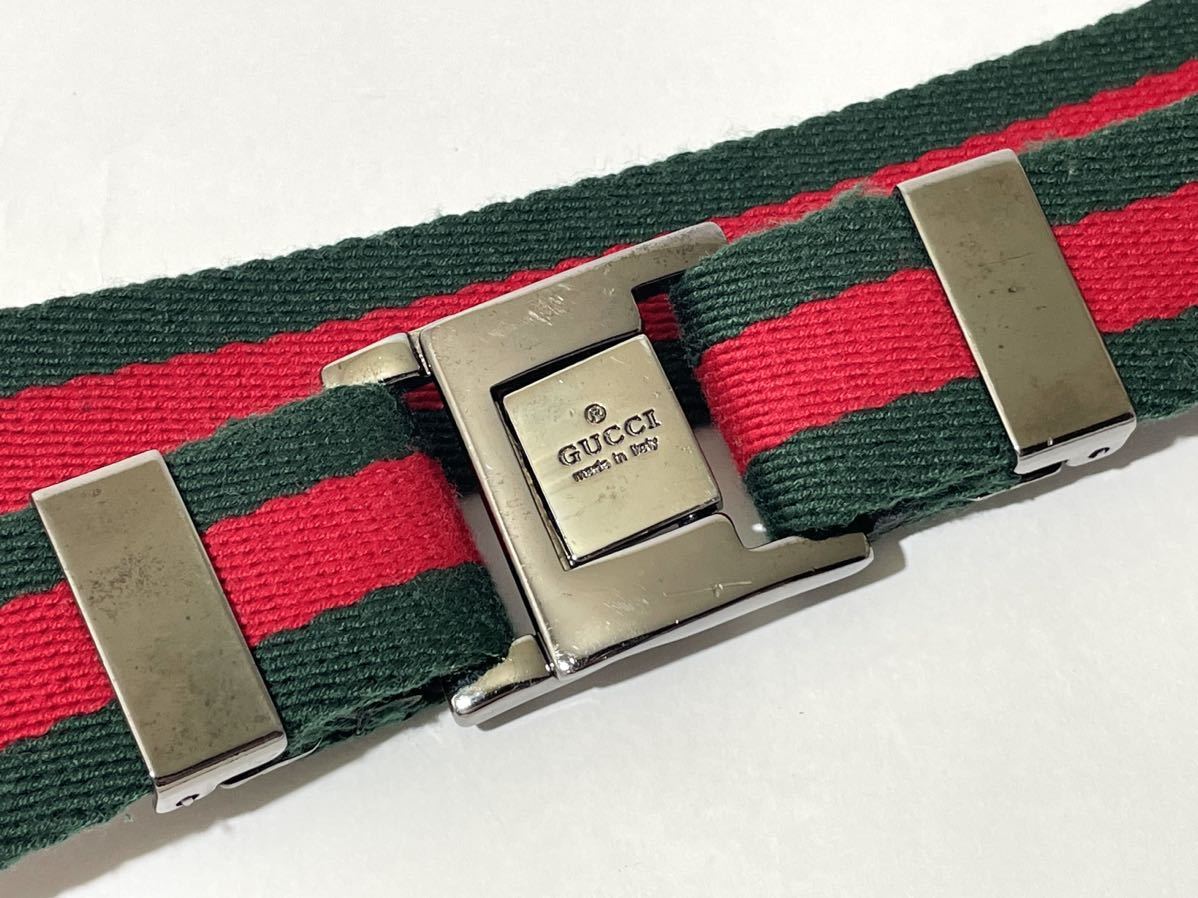 GUCCI グッチ シェリーライン キャンバス ベルト シルバー金具