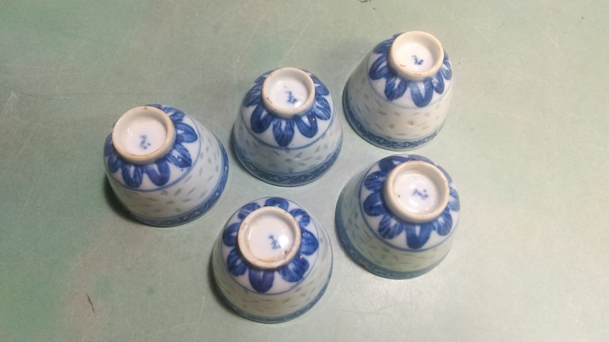 煎茶道具 中国 唐物 蛍茶碗 玉銘 染付蛍手 透かしホタル 景