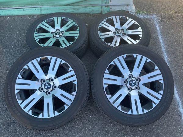 中古★デリカD5 後期 純正 ホイールとタイヤ4本セット★18×7J +38 114.3 5穴 エンケイ・ヨコハマ 225/55R18　YHDELI-113