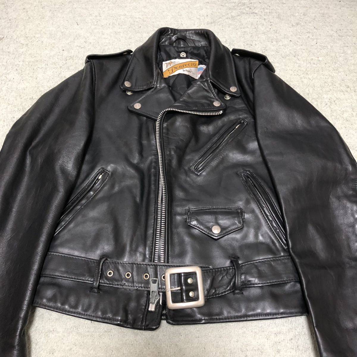 ★ Schott ダブルライダースジャケット 36 牛革 BLK ショット ☆