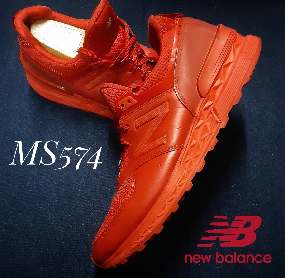 最値!定12100円!名作ハイブリッドモデル!ニューバランス MS574高級スニーカー!限定モノカラーコレクション!フローラルレッド!赤 27.5cm