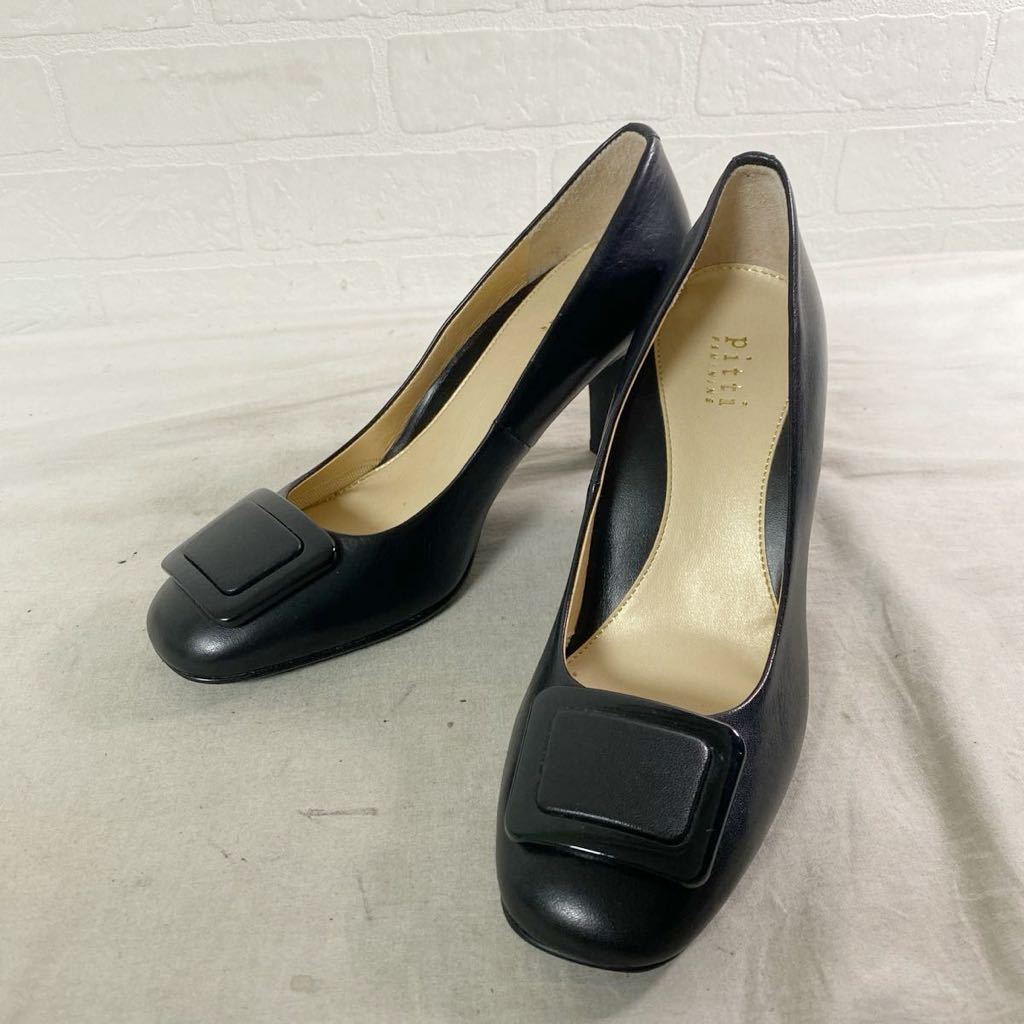 3727☆ pitti ピッテイ シューズ 靴 パンプス レザーシューズ ヒール ドレス カジュアル レディース 23 ブラック