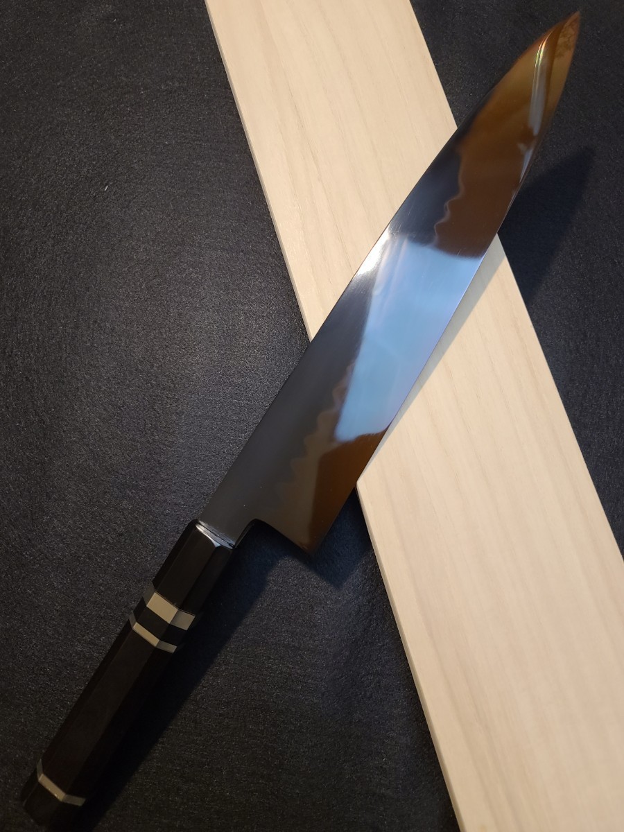 三輪池田　水本焼き　牛刀　鋼白一　刃渡り27ｃｍ