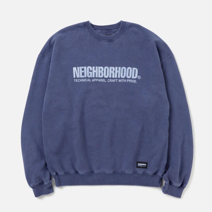 23秋冬 Lサイズ ネイビー PIGMENT DYED SWEATSHIRT LS ネイバーフッド
