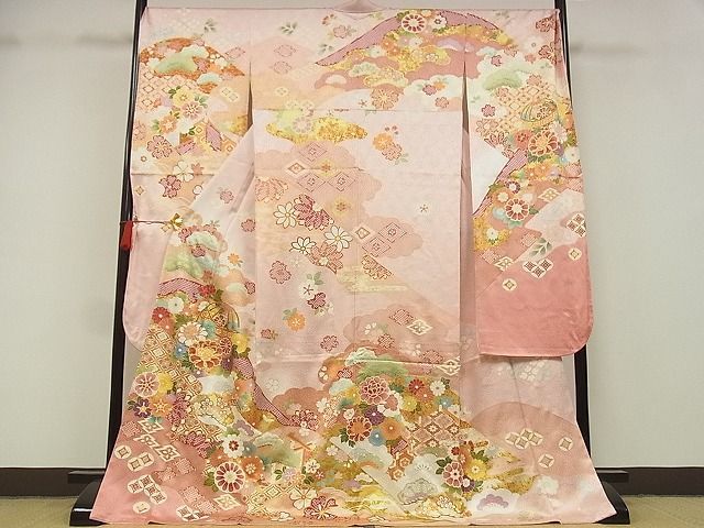 平和屋-こころ店□豪華振袖 駒刺繍 鞠 金彩 ロング丈 着丈171.5cm