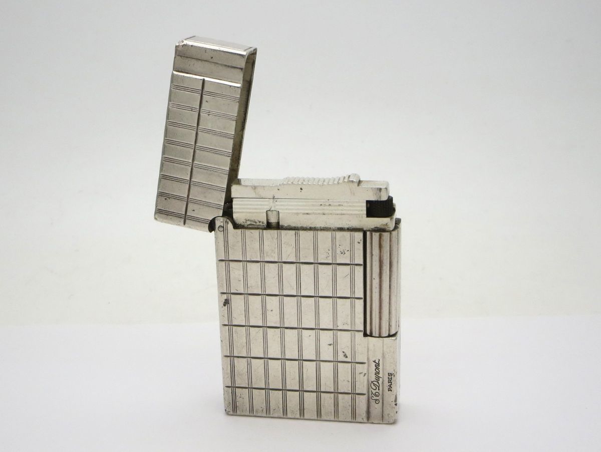 1000円スタート ガスライター S.T.Dupont デュポン ギャッツビー グリーンガス シルバー 着火未確認 喫煙グッズ 反響板欠損 CMD J60011