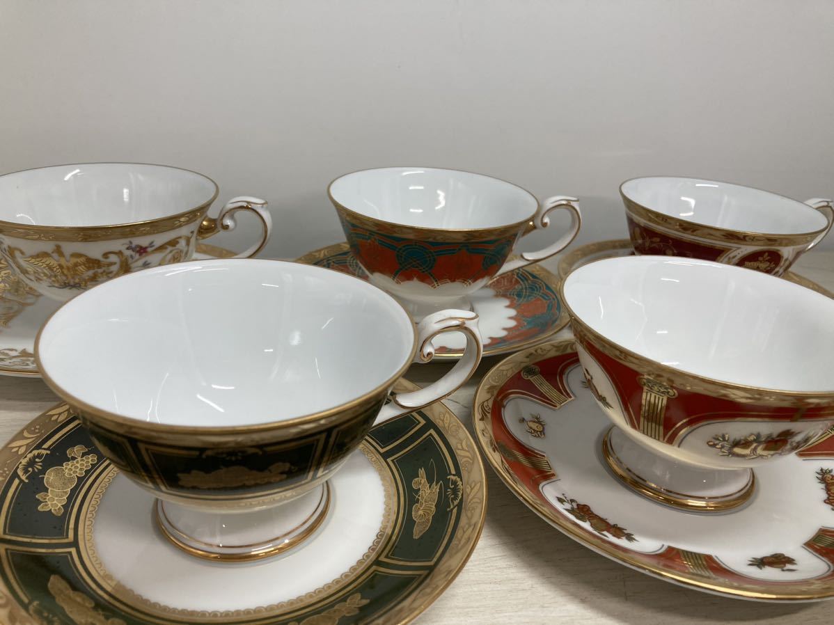 12UR33 迎賓館の華 カップ＆ソーサー おまとめ 5客セット 金彩 エジプト 花鳥 等 洋食器 中古品 現状品 お茶会 お茶 紅茶 コーヒー