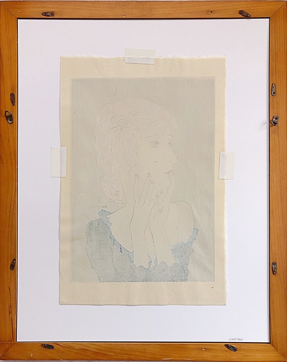 藤田嗣治 「ブロンドの女」木版画 額装 新作，定番 【公式通販】