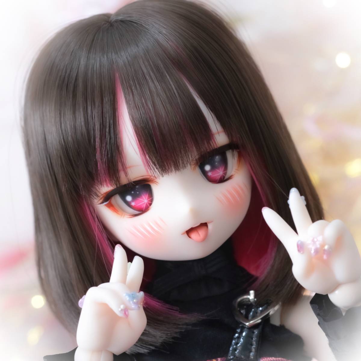 カスタムヘッド ボークスDDH-29 セミホワイトMDD ロンシュカウィッグ　お洋服　ディーラー製レジンアイ 付属　ドルフィードリーム　mdd DDH-29 セミホワイト カスタムヘッド