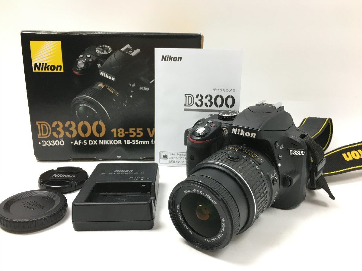 ニコン Nikon D3300 18-55 VR II KIT レンズキット デジタル一眼レフカメラ ニコンFマウント 3インチ 動画FHD対応 1円～ Y12024N