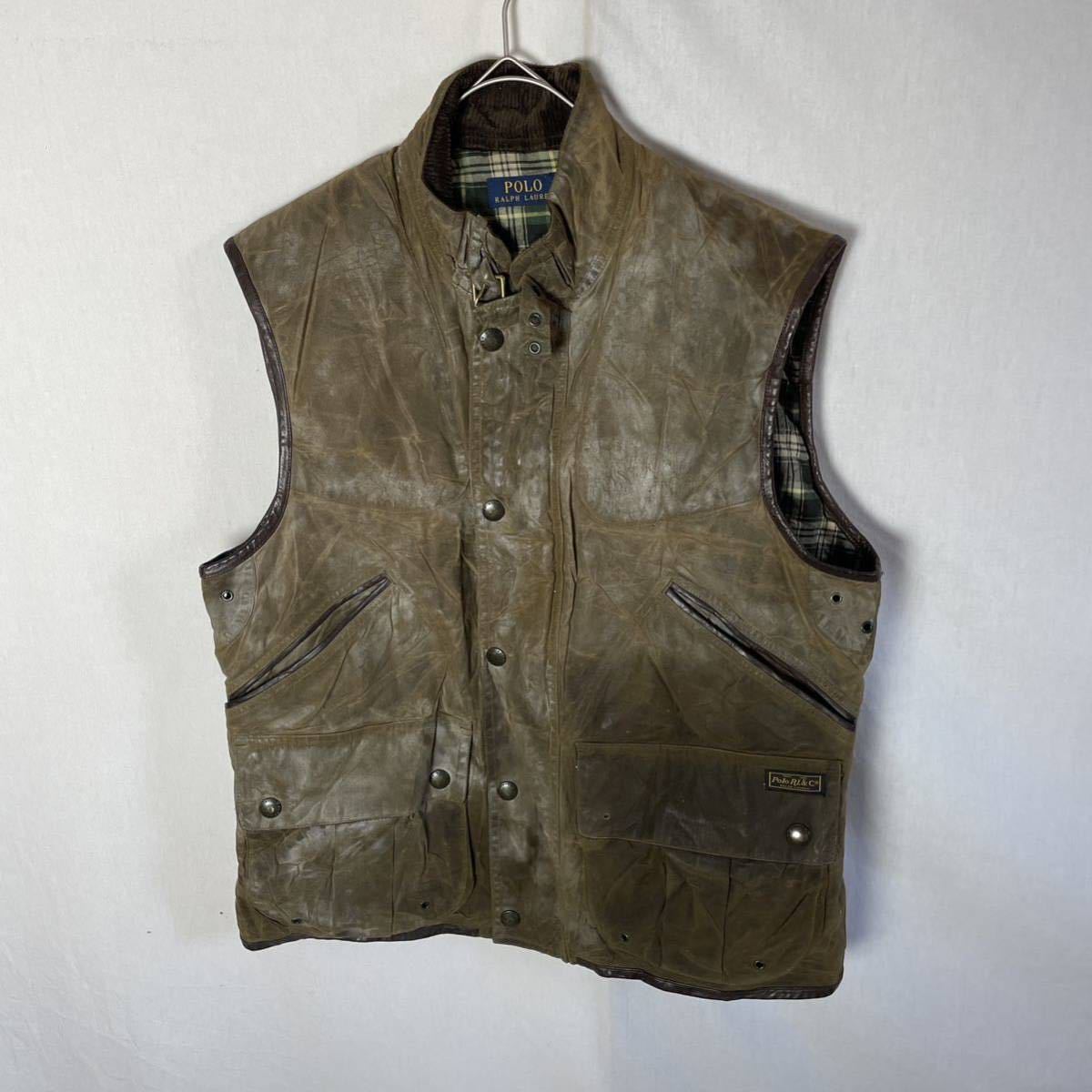 POLO RALPH LAUREN オイルドベスト　古着　Lサイズ　ブラウン　ヴィンテージ 