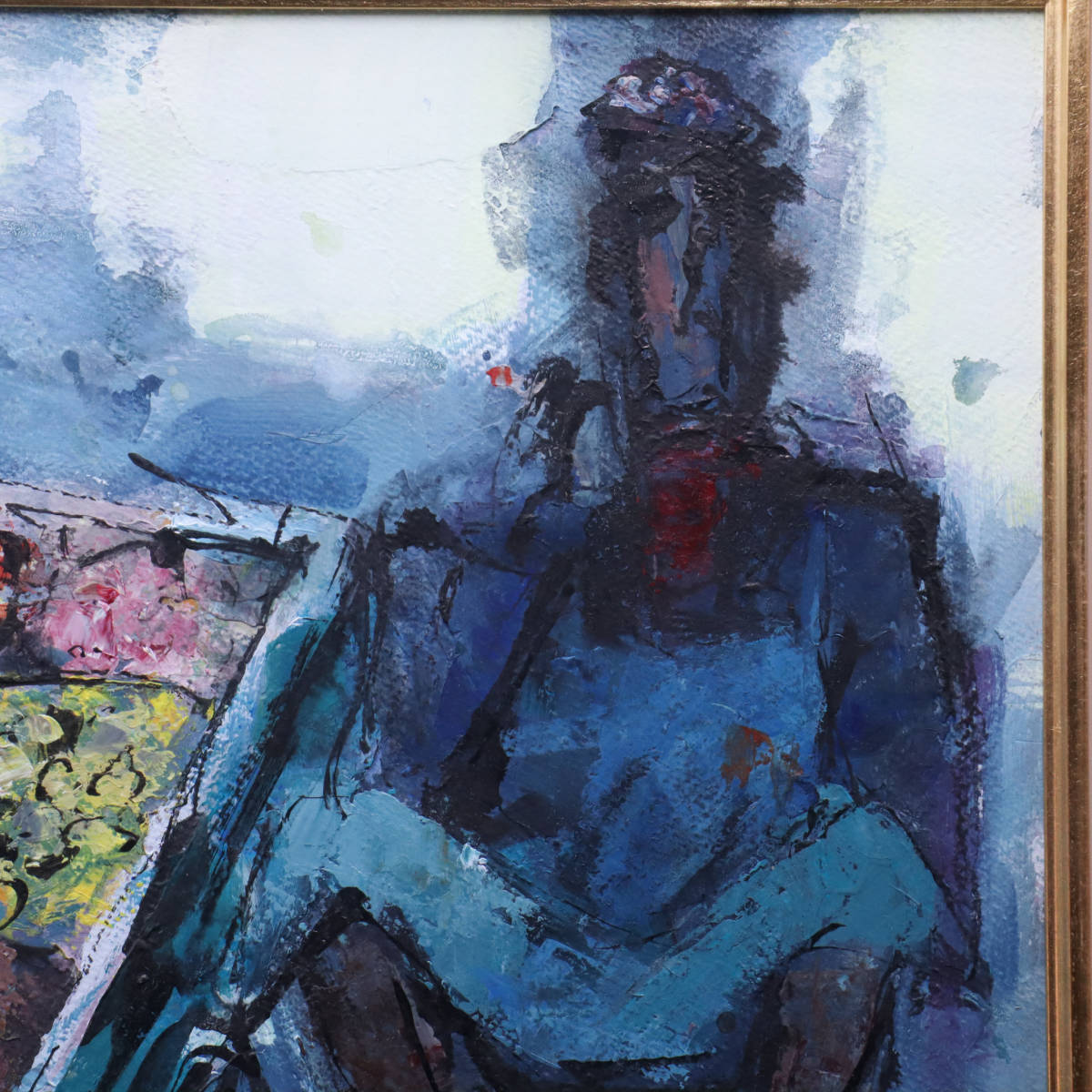 宙】真作保証 菅原洸人「果物屋（パリ）」アクリル画 F10号 サイン有