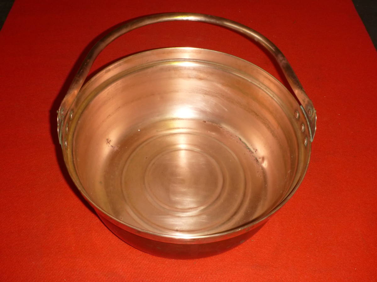 つる付銅鍋 径３６cm かなり大きめ 古民家などにいかがてしょうか