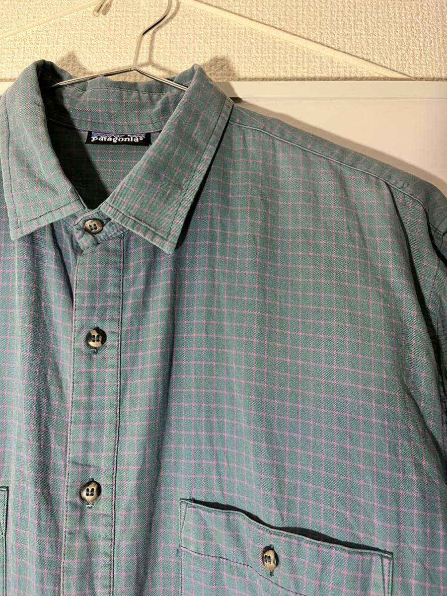 パタゴニア　Lサイズ　Patagonia シャツ　ターコイズ　ピンク　チェック　