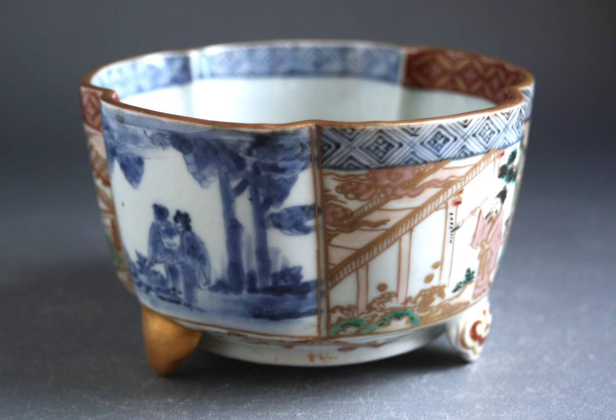 江戸期 古伊万里 染付 花唐草文 3.3寸 茶碗 江戸期 古伊万里 染付 花