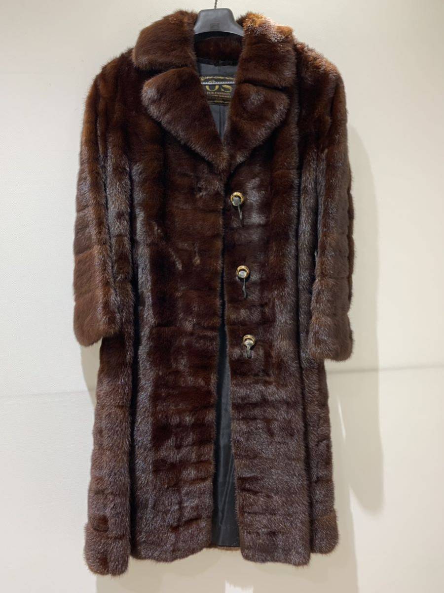 OS FUR FASHION 毛皮 コート ロングコート 茶 ブラウン 暖かい 外出用 