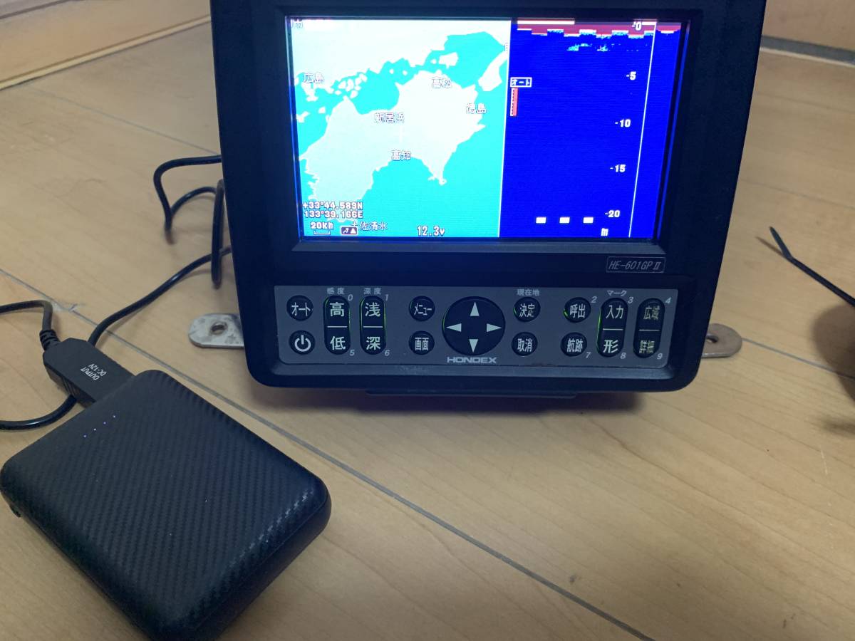 GPS魚探 HONDEX HE-601GPⅡ 中古 ※おまけモバイル電源ケーブル