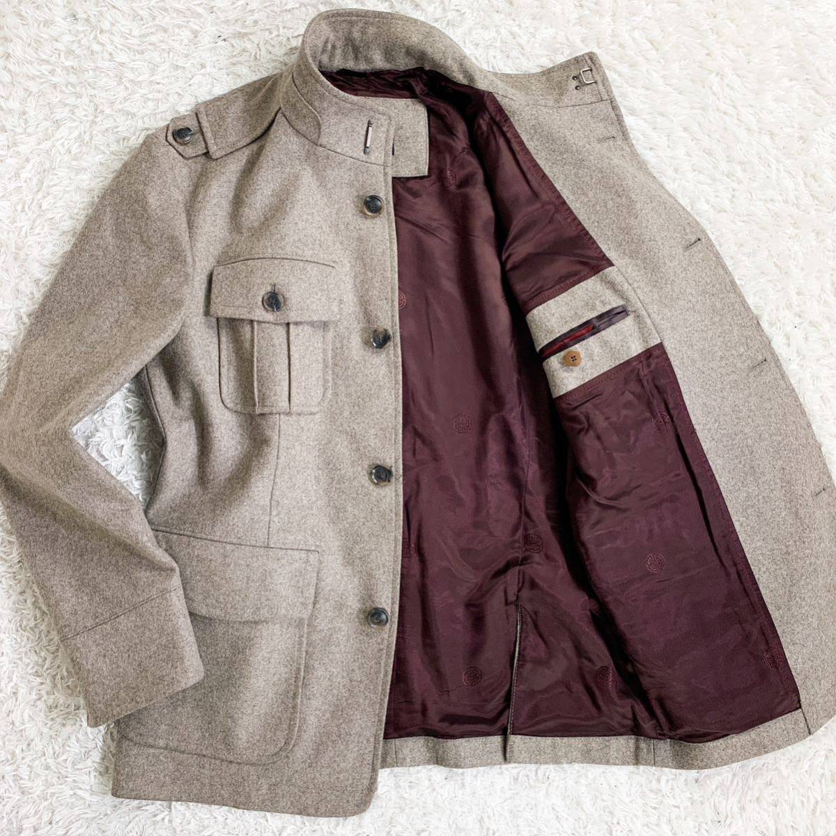 極美品!ウールメルトン×M-65!ヒューゴボス/HUGO BOSS【千鳥格子×裏地総