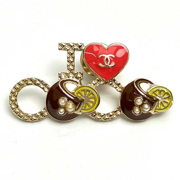 t)シャネル CHANEL ブローチ ココマーク G17 C パール ロゴ I LOVE