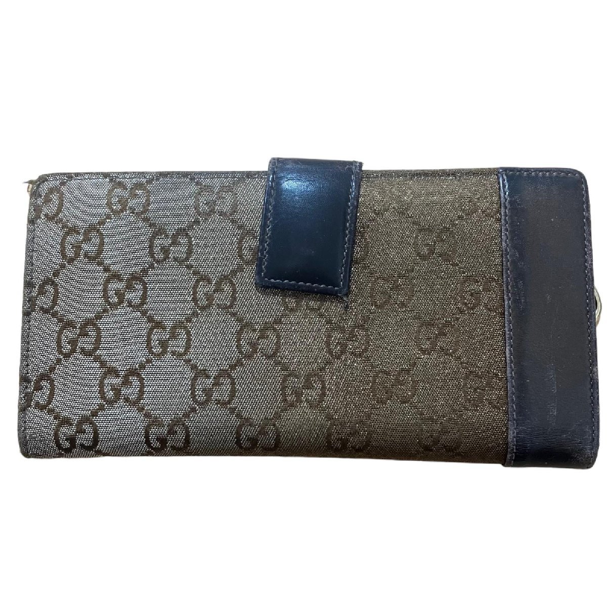 GUCCI グッチ レザー ブラウン 長財布 2つ折り メンズ シマー GG