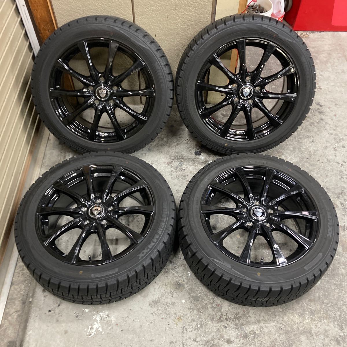 超バリ山！2021年製！215/50R17 ダンロップ ウインターマックス WM02 ESTROSA 17×7J+55 PCD114.3/5H 4本 検: レヴォーグ ステップワゴン