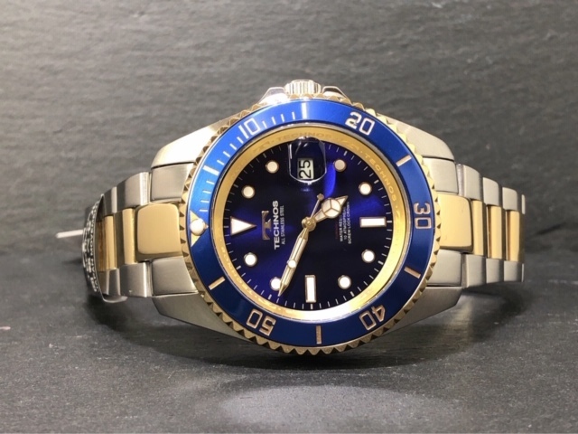 新品 TECHNOS テクノス 正規品 腕時計 シルバー ブルー ゴールド クロノグラフ オールステンレス アナログ腕時計 多機能腕時計 防水 メンズ_5